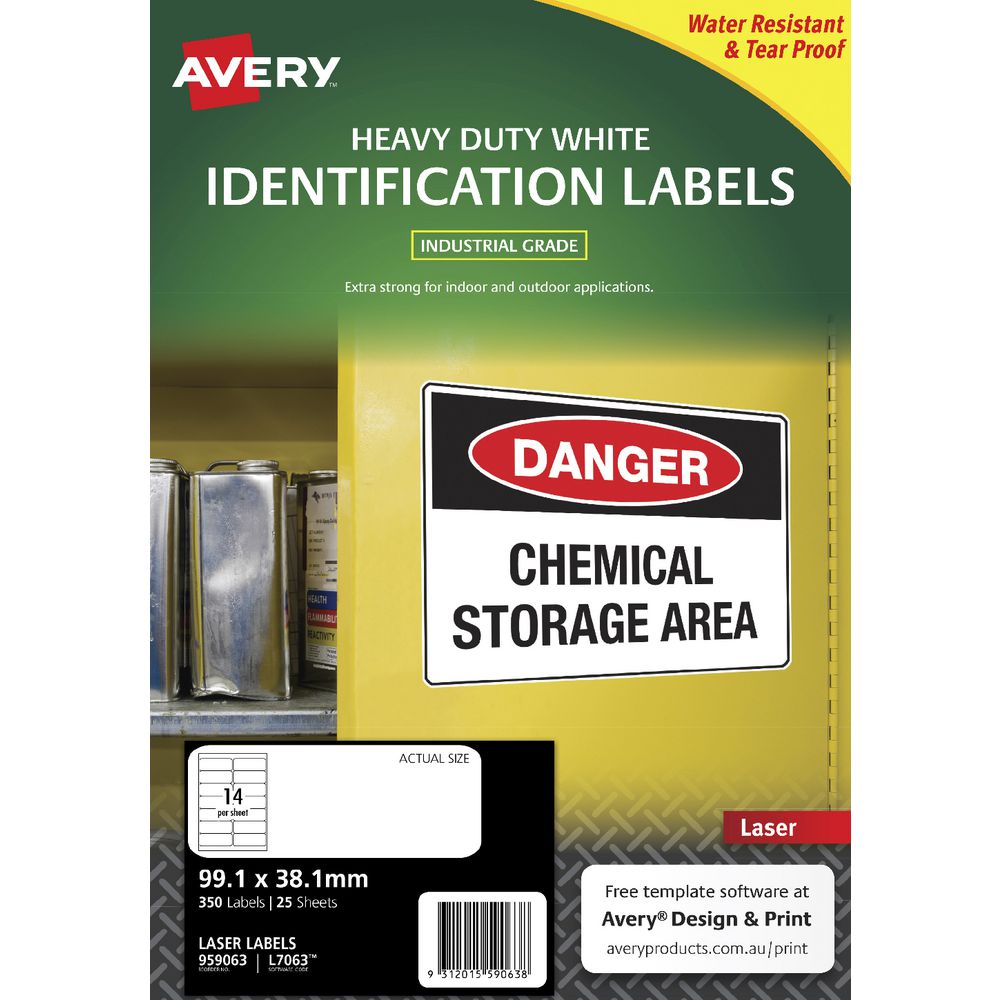Avery Heavy Duty Laser Labels White 25 Sheets 14 Per Page