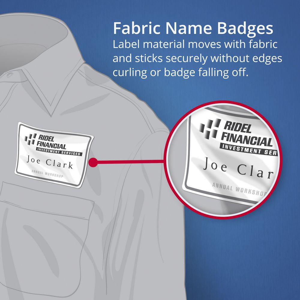 Avery Fabric Laser Name Badge Labels 15 Sheets 27 Per Page