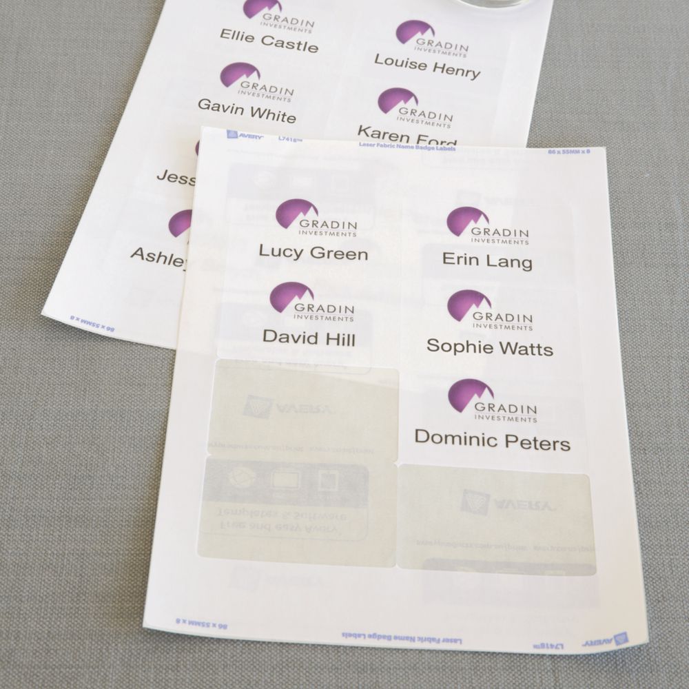 Avery Fabric Laser Name Badge Labels 15 Sheets 8 Per Page | Officeworks