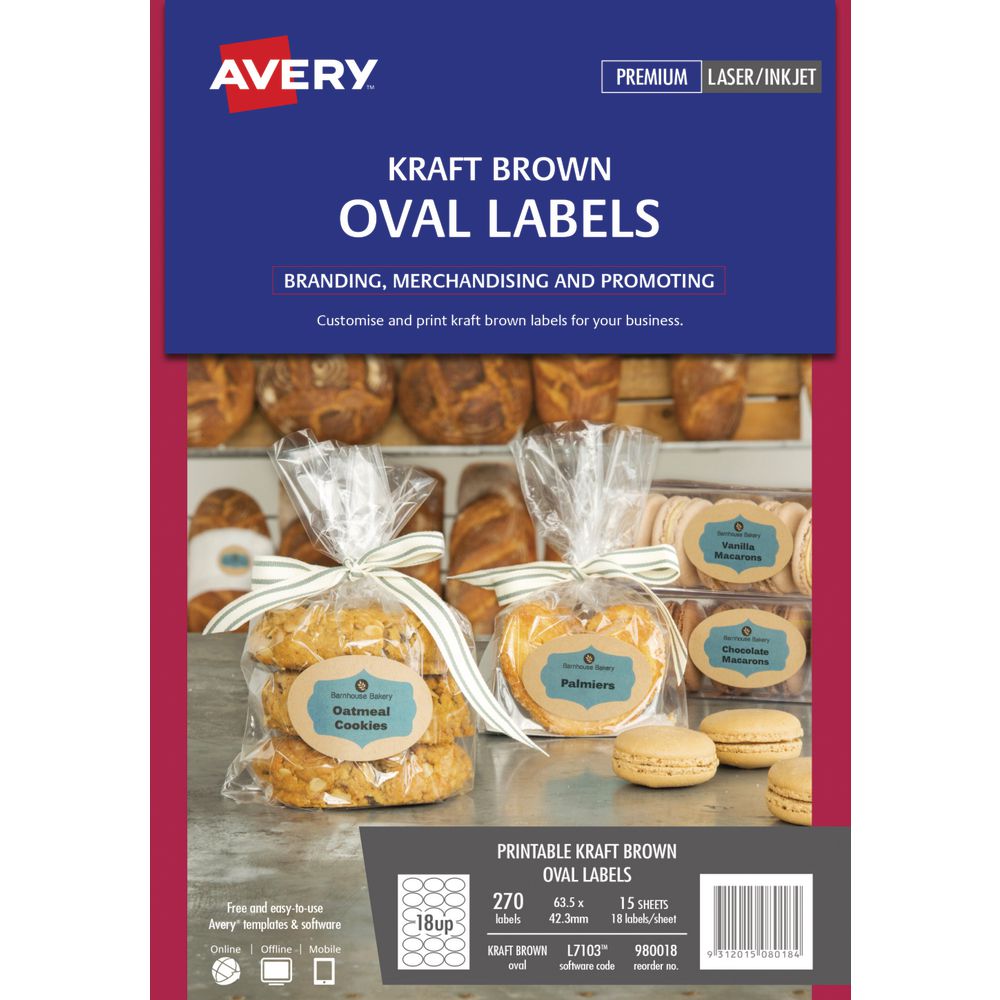 avery print to the edge oval labels kraft brown 270 pack avery food labels