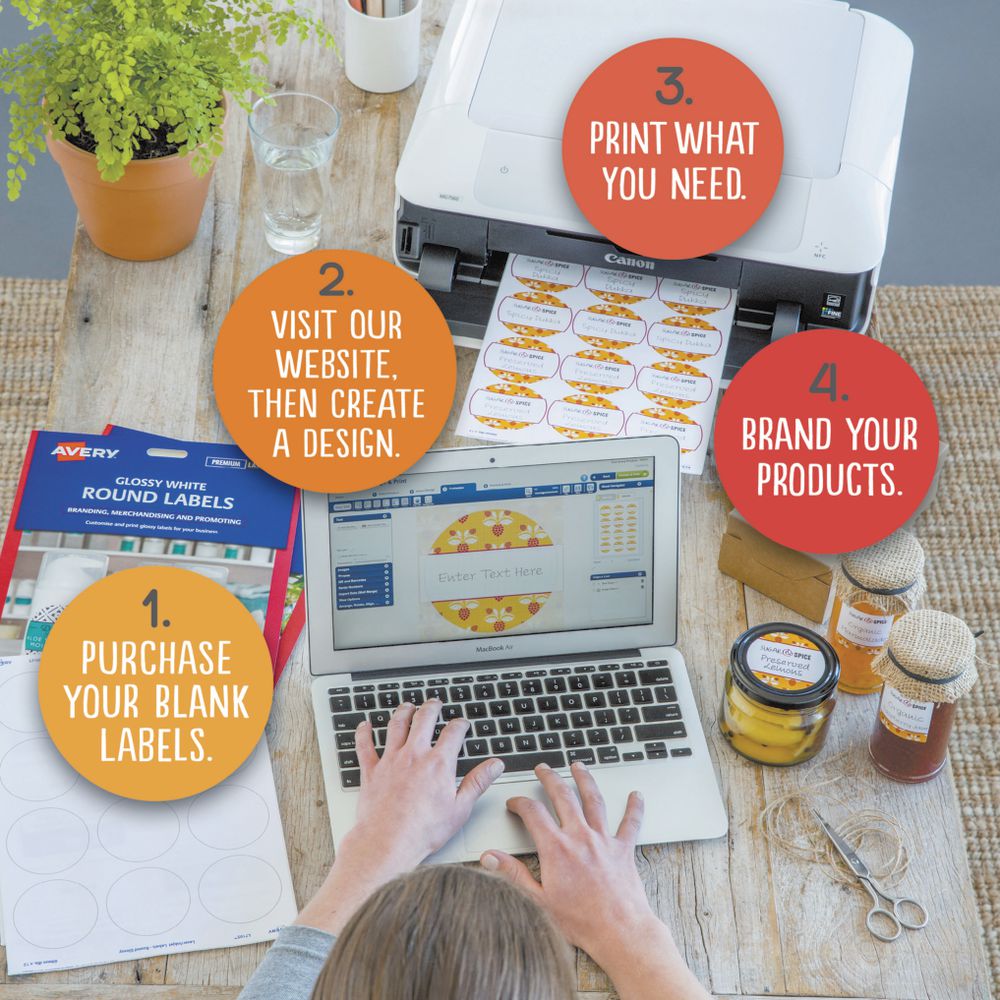 Avery Print-to-the-Edge Arched Labels Textured White 40 Pack