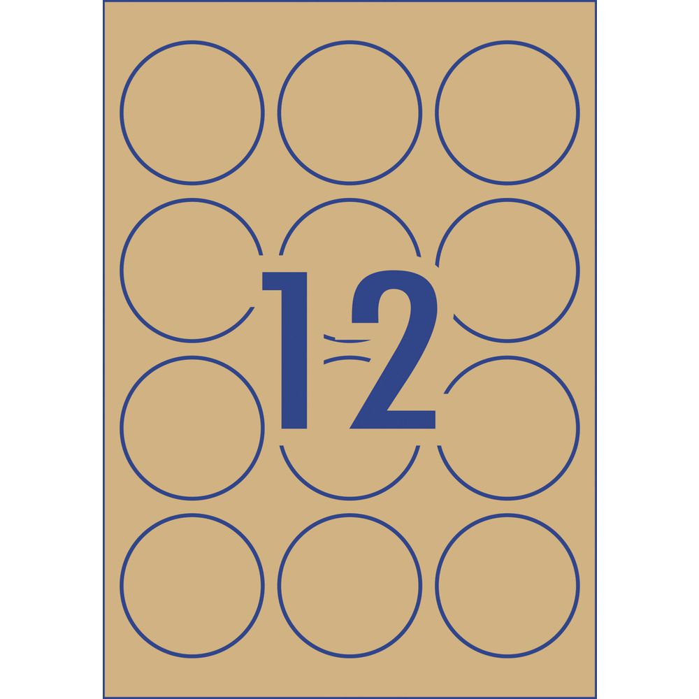 Avery Round Label 60mm Kraft 120 Pack