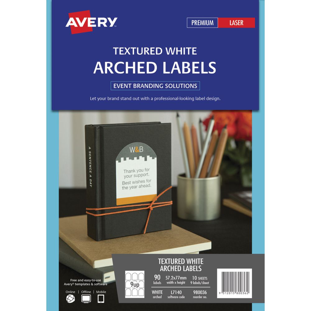 Avery Arched Labels 57.2 x 77mm White 90 Pack
