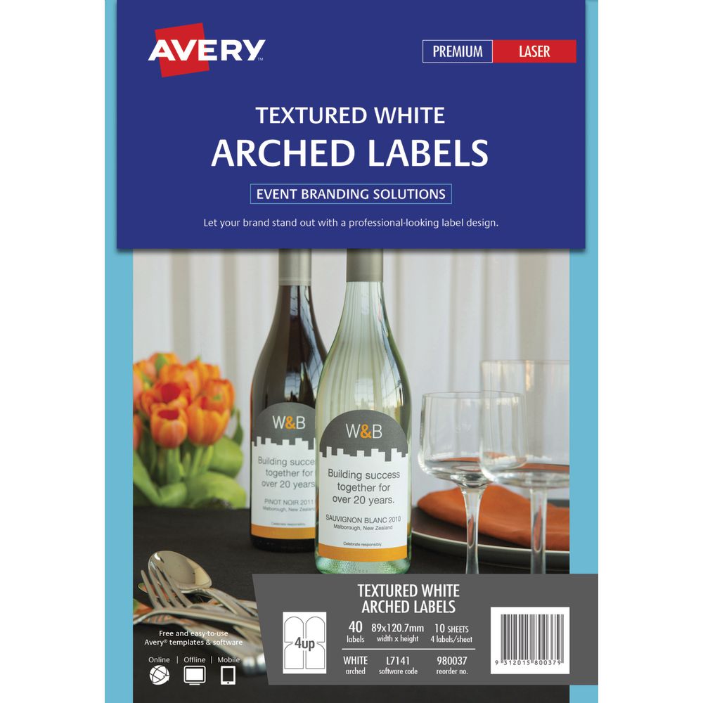 Avery Arched Labels 89 x 120.7mm White 40 Pack