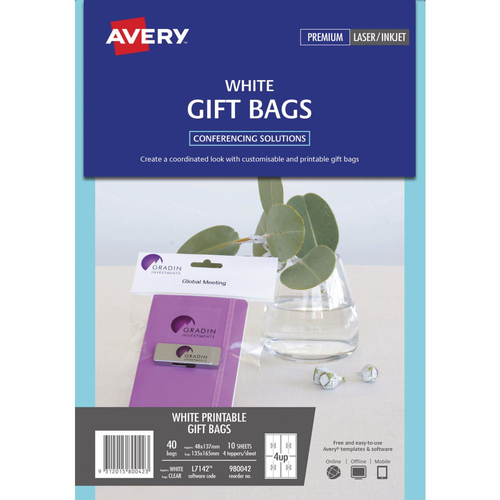 Avery Bag Toppers White 40 Pack