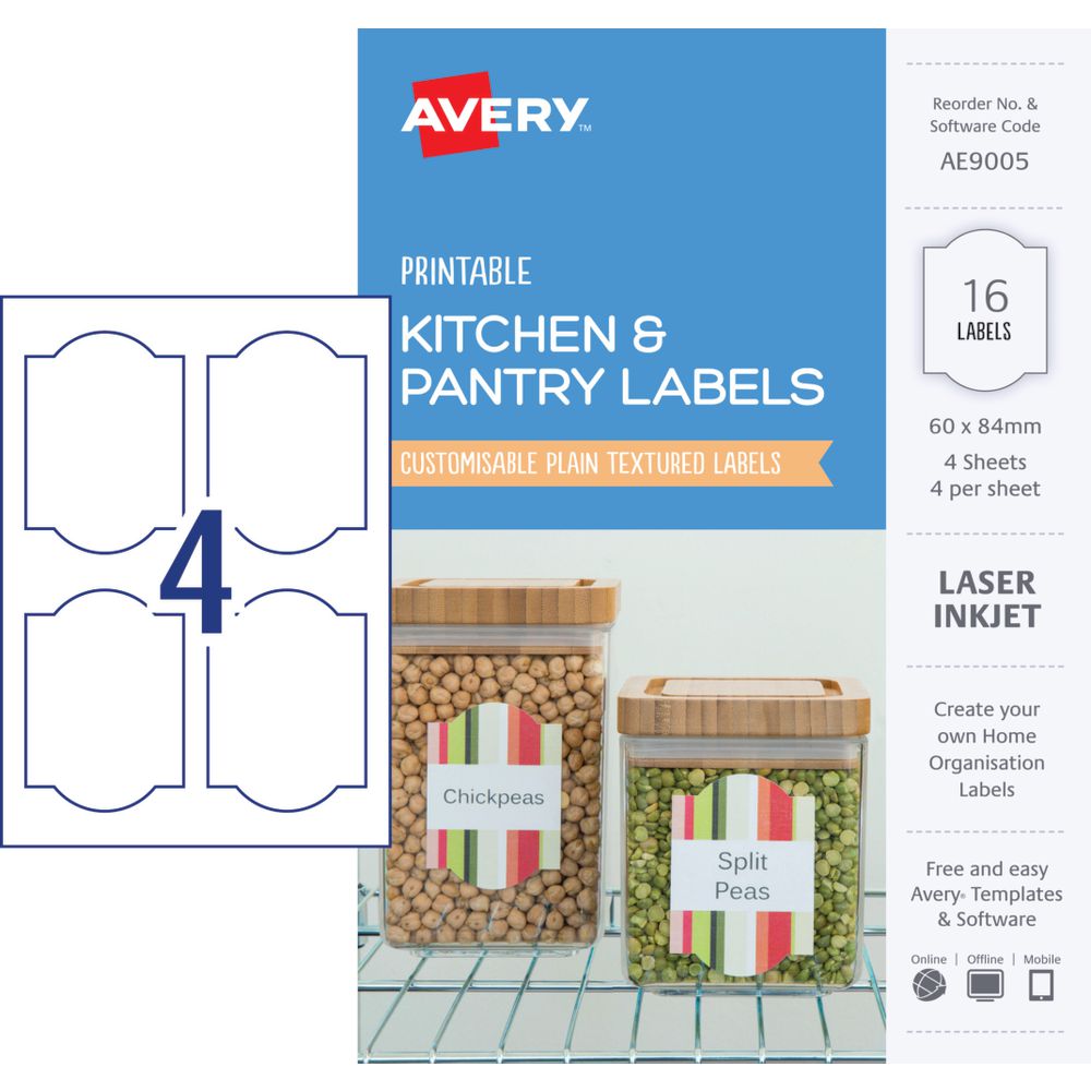 Avery Rectangle Labels 60 x 84mm White 16 Pack