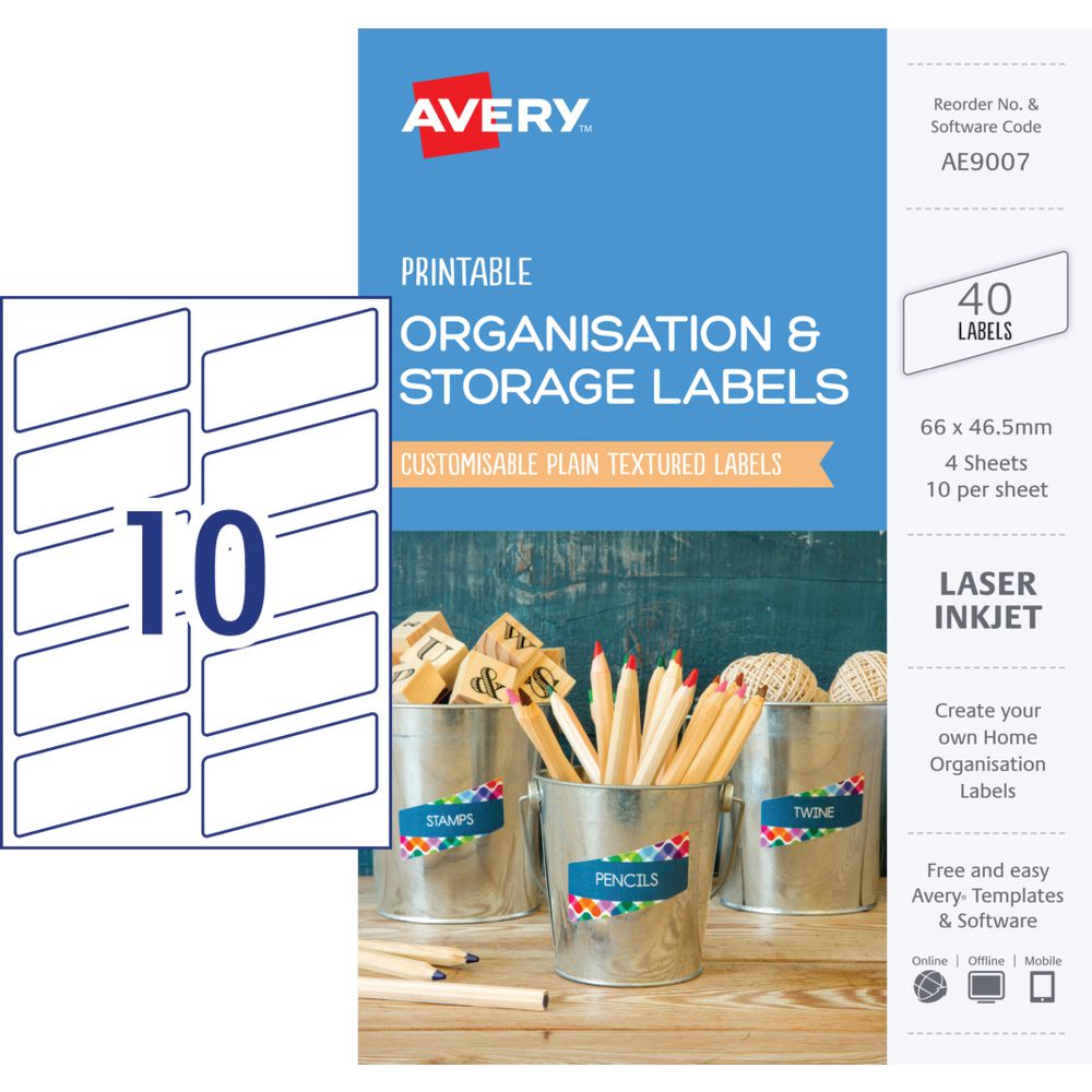 Avery Rectangle Labels 66 x 46.5mm White 40 Pack