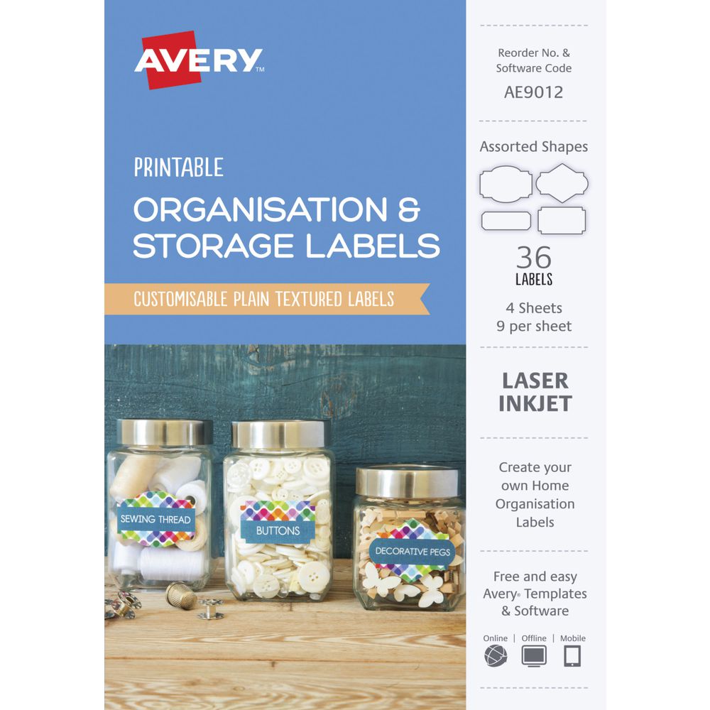 Avery Assorted Organisational Labels White 36 Pack