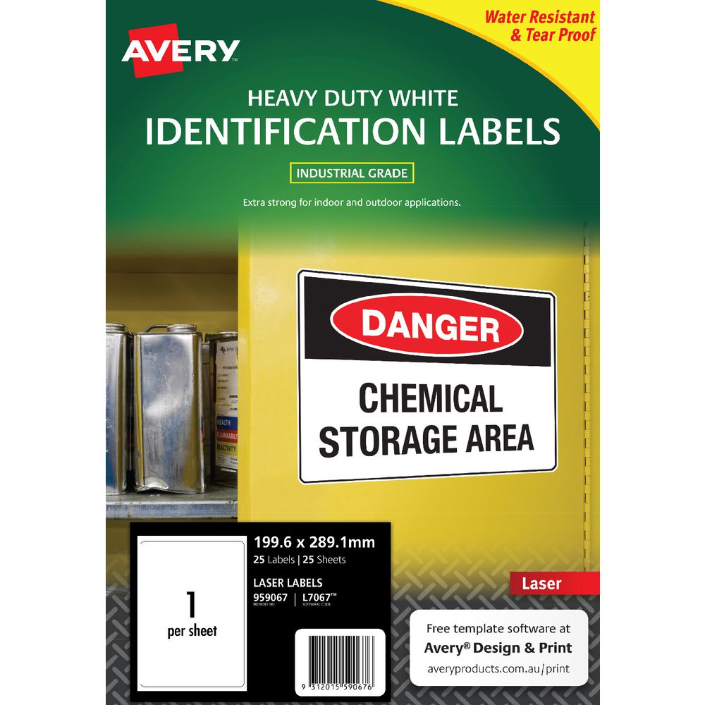 Avery Heavy Duty Labels White 2 UP 25 Pack