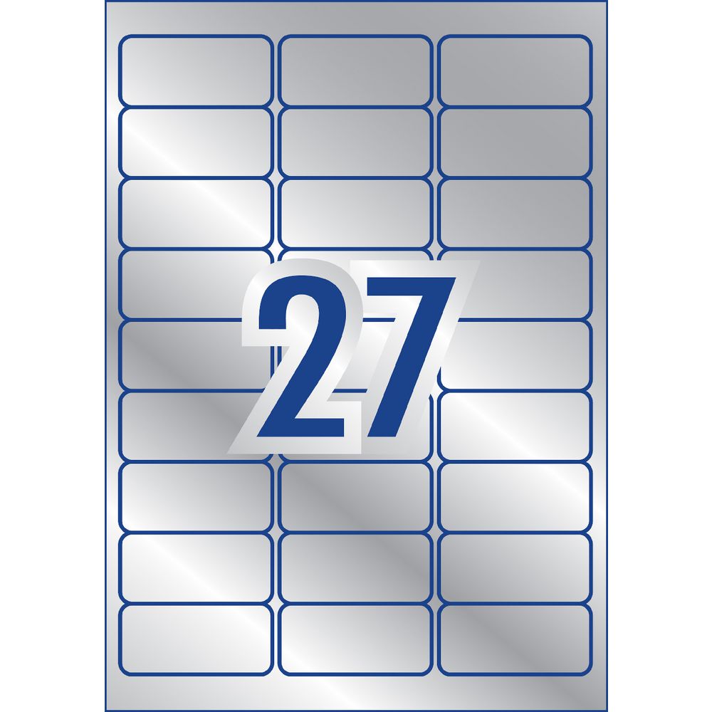 Avery Heavy Duty Labels Silver 27 UP 20 Pack