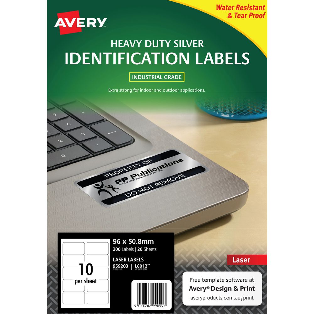 Avery Heavy Duty Labels Metallic Silver 10 UP 20 Pack