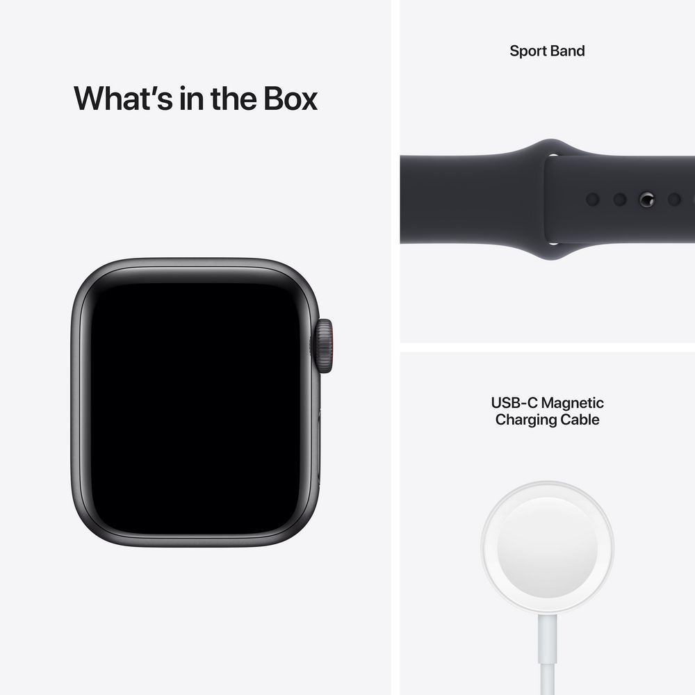 Apple Watch SE 44mm GPS + Cellular Grey Midnight Sport Band | Officeworks