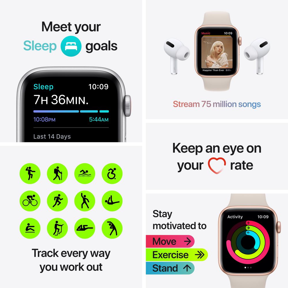 Apple Watch SE 44mm GPS + Cellular Grey Midnight Sport Band | Officeworks