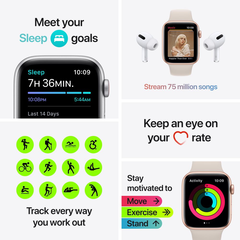 Apple Watch SE 44mm GPS + Cellular Grey Midnight Sport Band | Officeworks