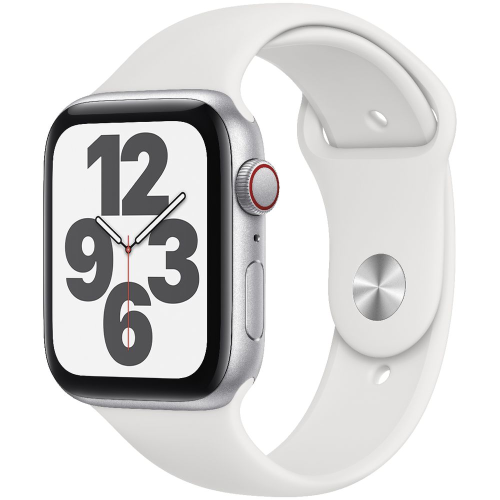 Apple Watch SE 44mm GPS + Cellular Silver White Band | Officeworks