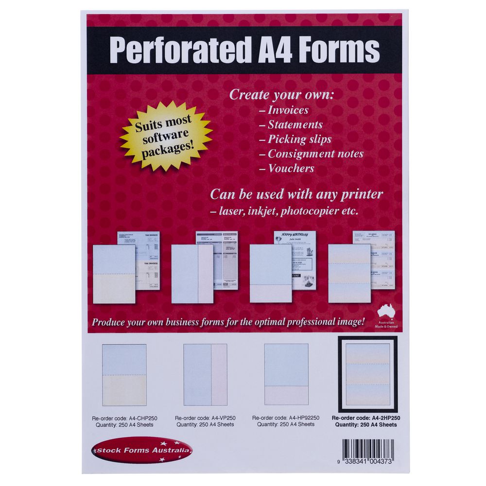 Rediform A4 Laser Form Perforated Thirds Paper 250 Sheets
