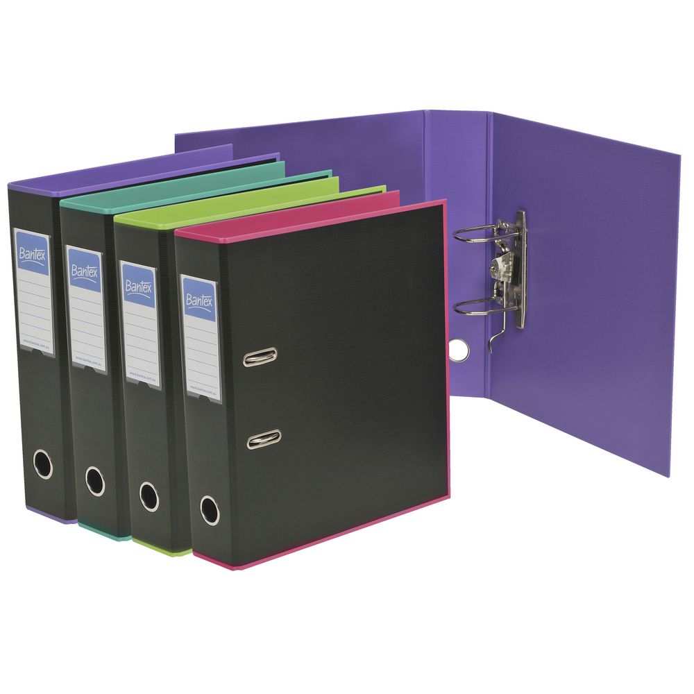 Bantex A4 Duets Lever Arch File Black and Lime