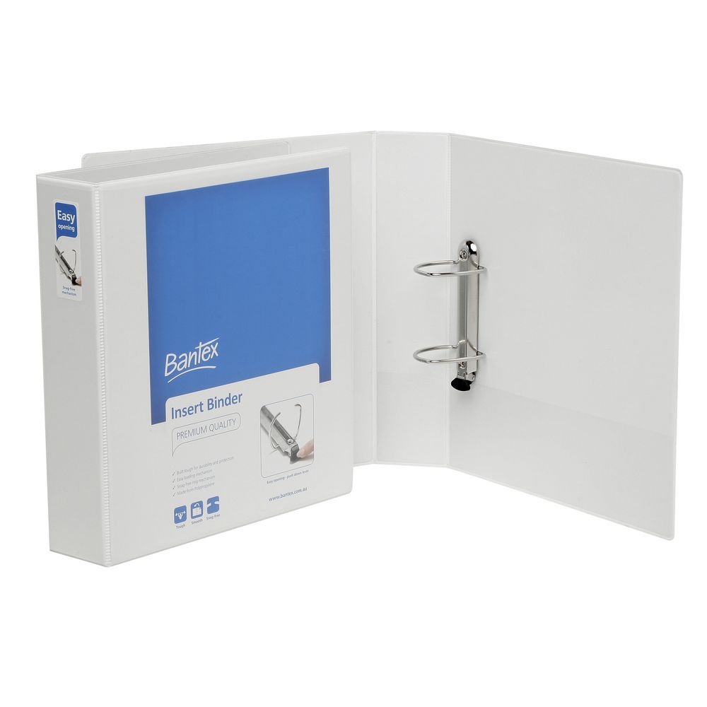 Bantex A4 2 D-Ring 50mm Push Lever Insert Binder White