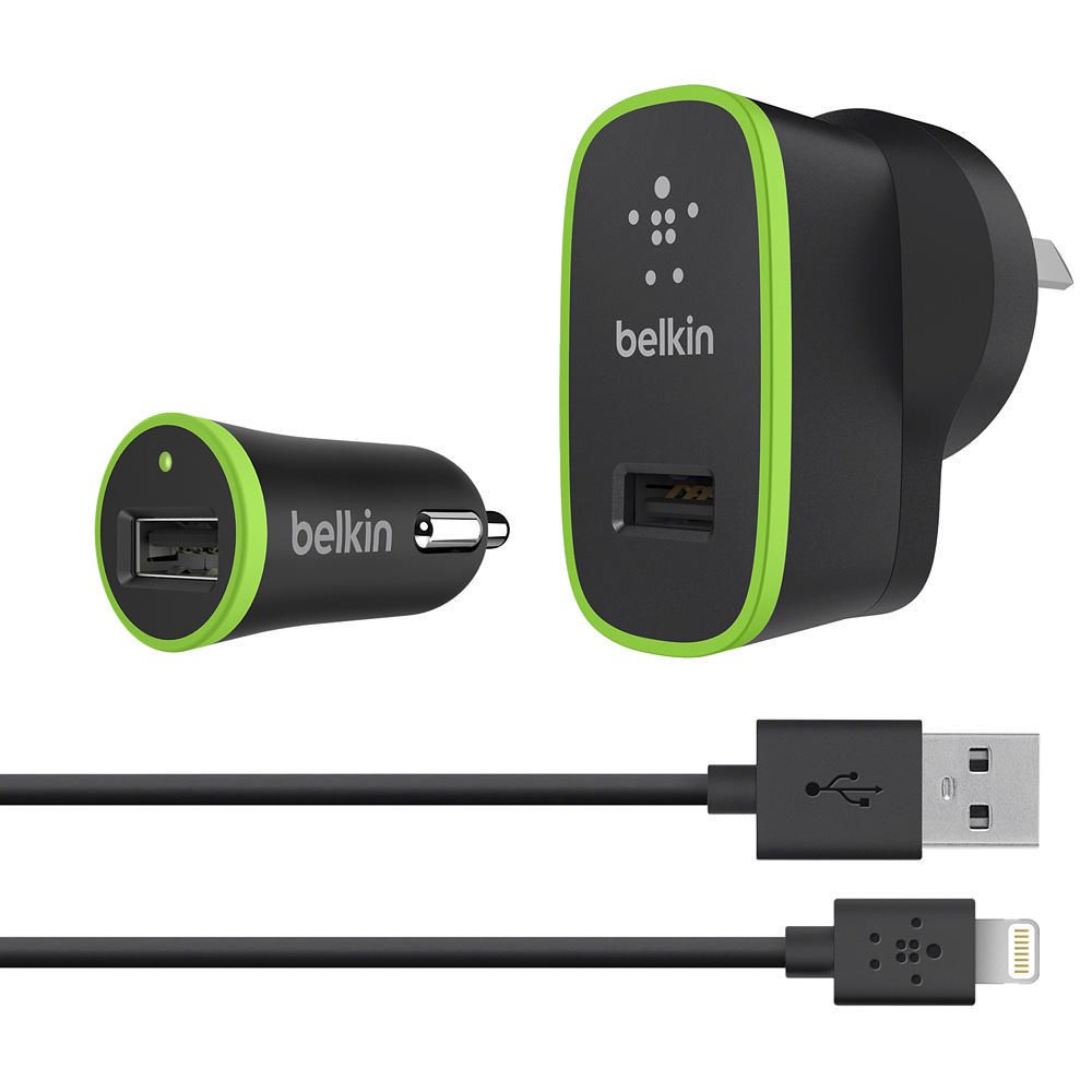 Belkin Car Wall Charger Bundle 2.1A with Lightning Cable