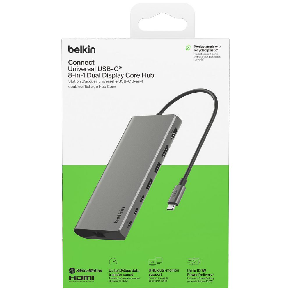 Belkin 8-in-1 USB-C Hub Grey | Officeworks
