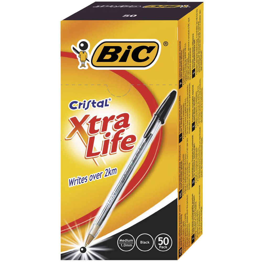 BIC Cristal Xtra Life Ballpoint Pens Black 50 Pack