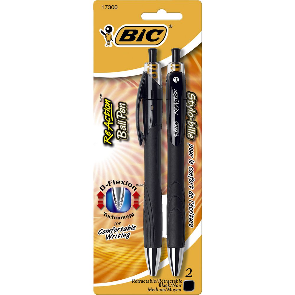 BIC ReAction Ballpoint Pens Black 2 Pack