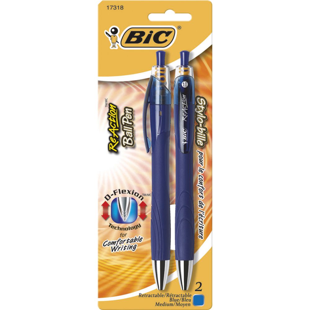 BIC ReAction Ballpoint Pens Blue 2 Pack