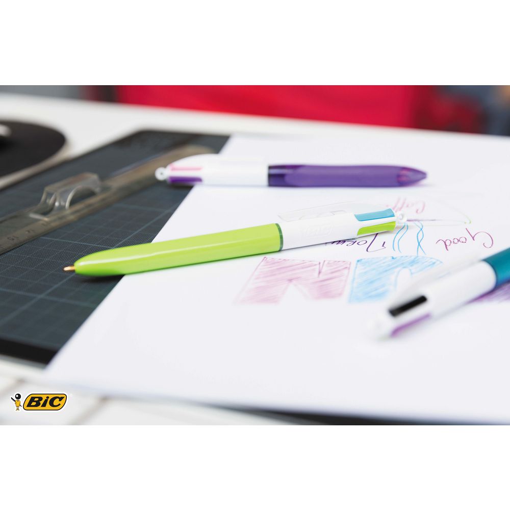 BIC 4 Colour Grip Medium Fashion Retractable Ballpoint Pen
