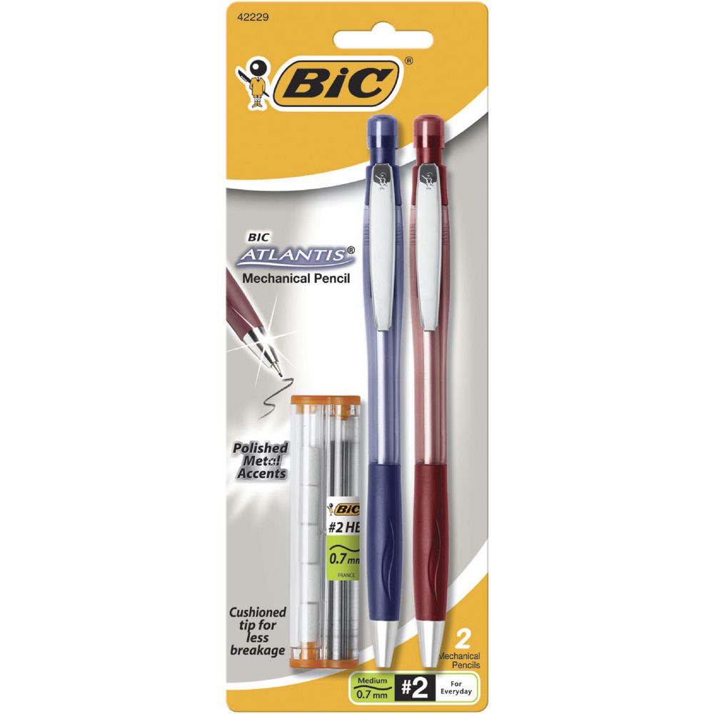 BIC Atlantis 0.7mm Mechanical Pencil Navy/Maroon 2 Pack