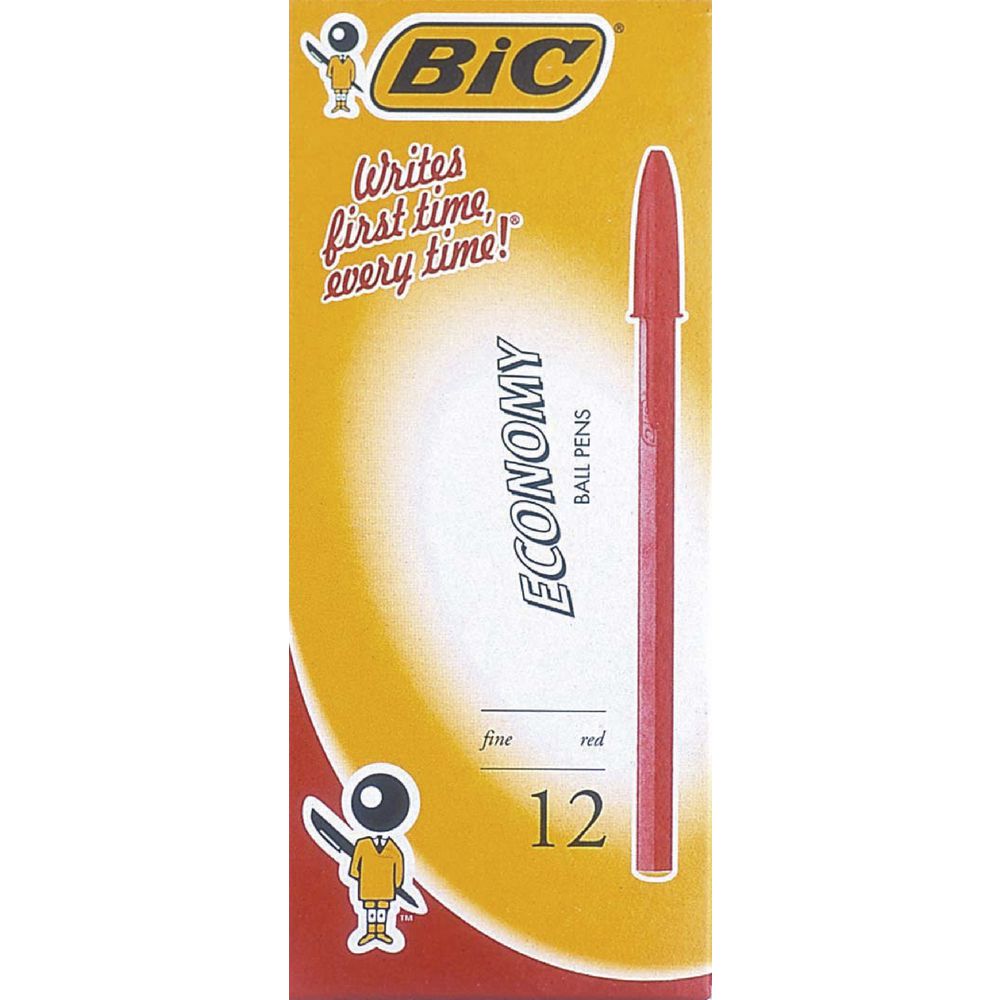 BIC Economy Fine Ballpoint Pens Red 12 Pack