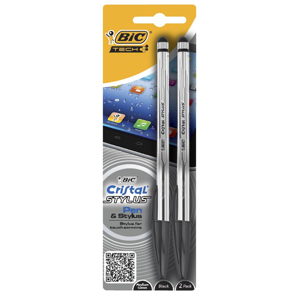 BIC Cristal Stylus Ballpoint Pen Black 2 Pack