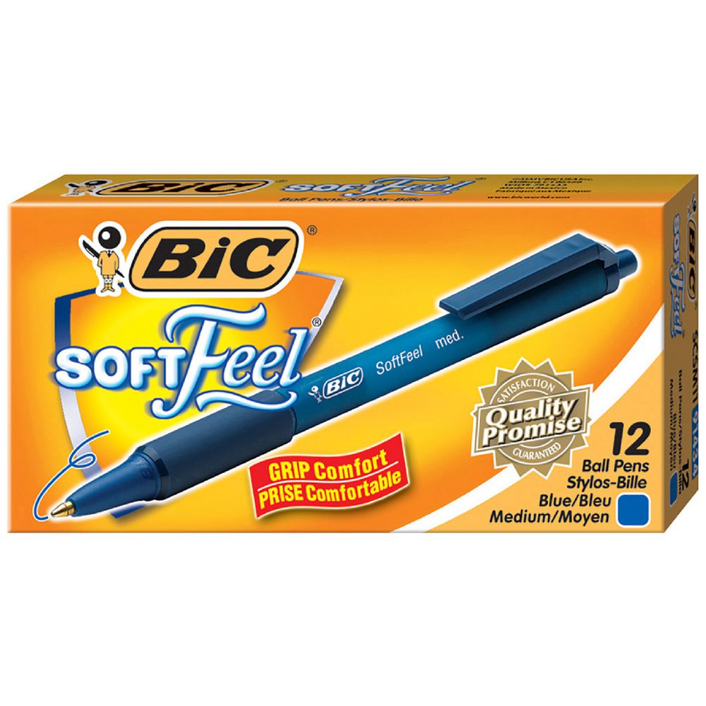 BIC Softfeel Ballpoint Pens Blue 12 Pack