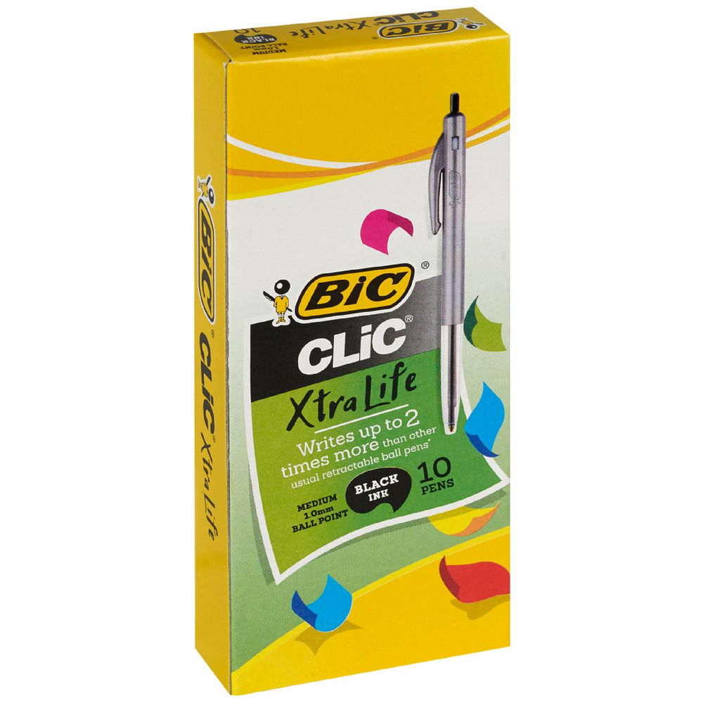 BIC Clic Retractable Ballpoint Pens Black 10 Pack