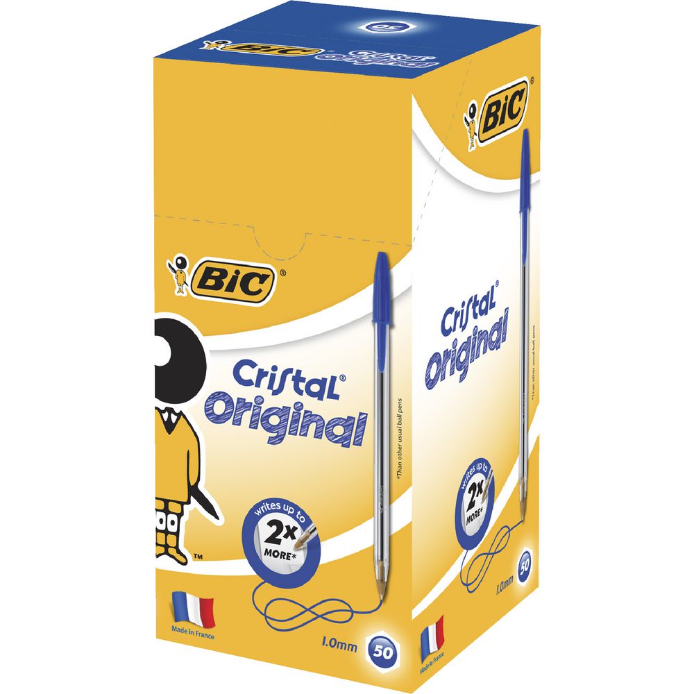 BIC Cristal Xtra Life Ballpoint Pens Blue 50 Pack