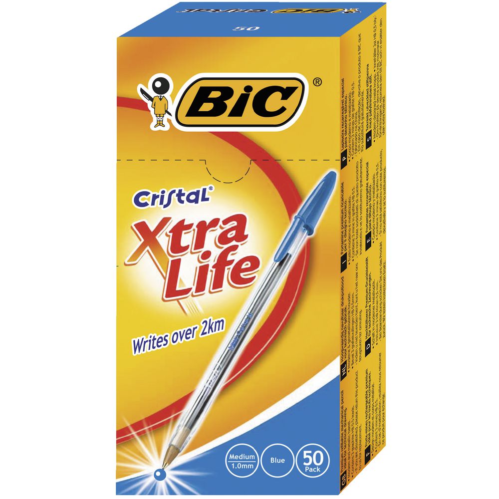 BIC Cristal Xtra Life Ballpoint Pens Blue 50 Pack