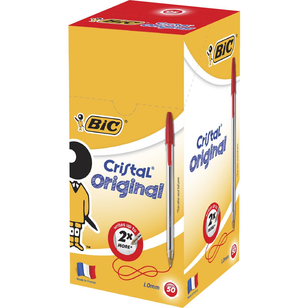 BIC Cristal Xtra Life Ballpoint Pens Red 50 Pack