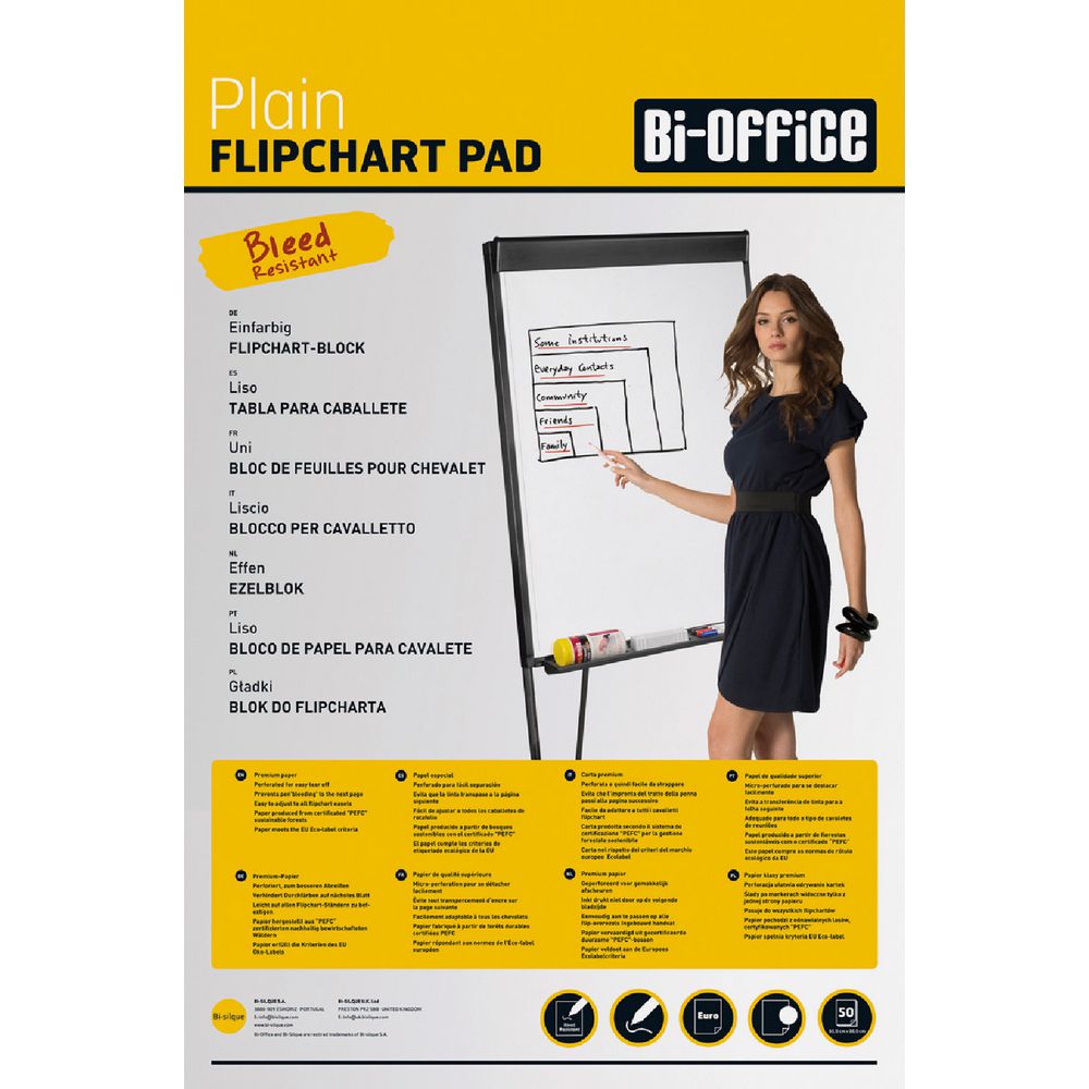 Bi-Office Flipchart Pad Plain 50 Sheets 650 x 975mm | Officeworks