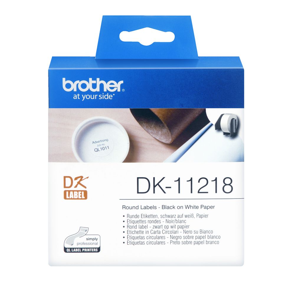 Brother Round Labels Black on White Paper DK-11218