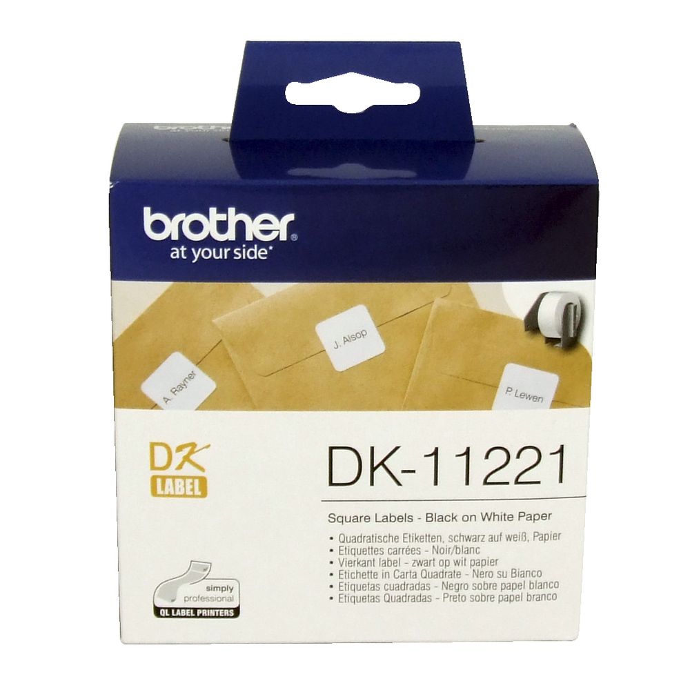 Brother Square Paper Labels 23mm Black on White DK-11221