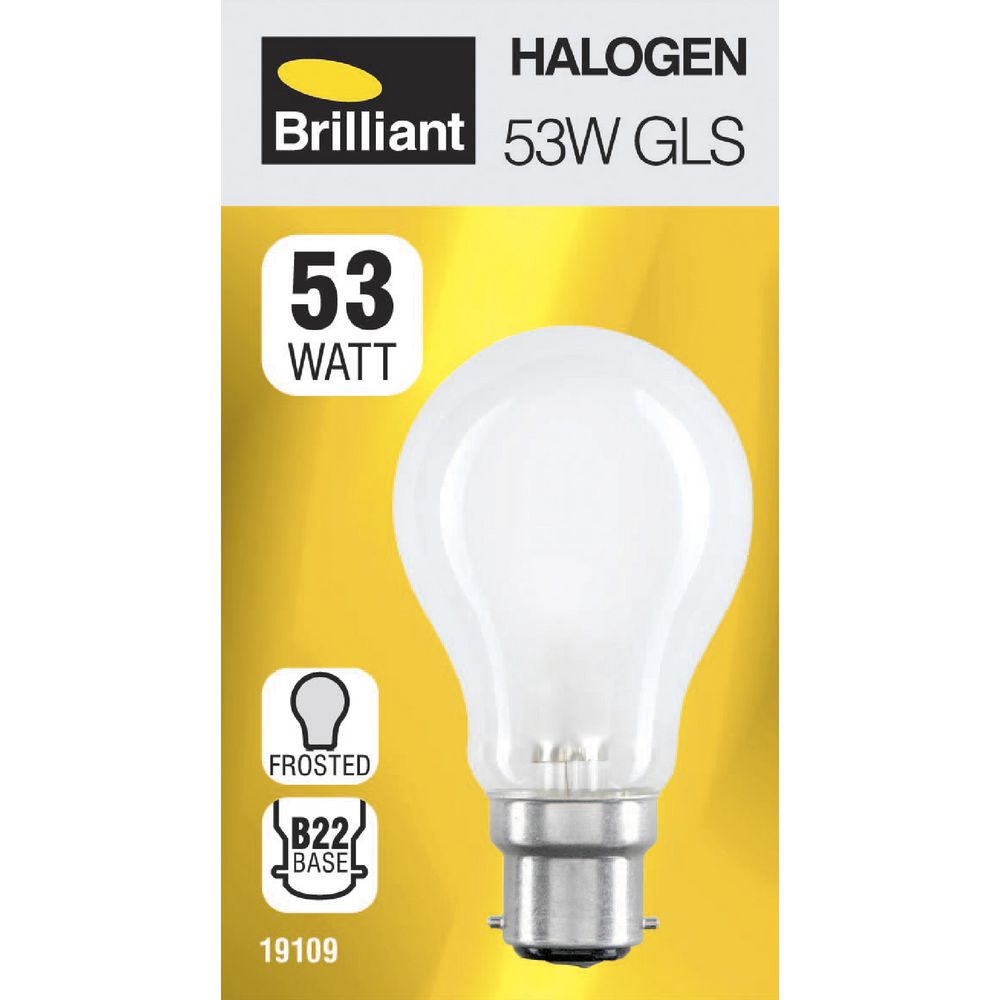 Brilliant Lighting 53W Halogen Globe BC Frosted