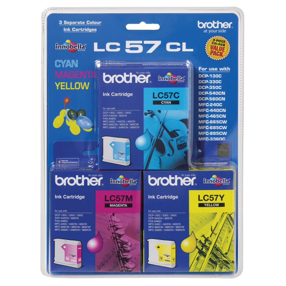 Brother LC-57 Tri-Colour Ink Value Pack
