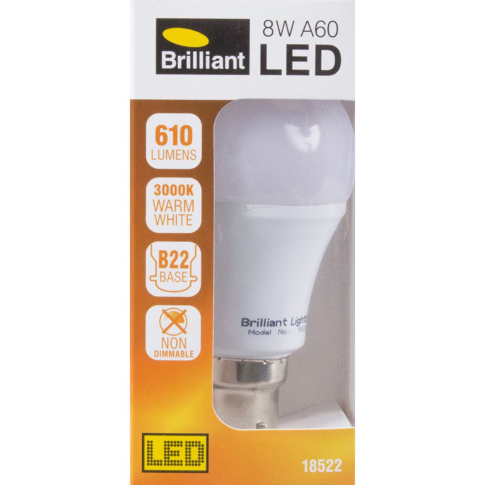 Brilliant Lighting 8W LED Globe B22