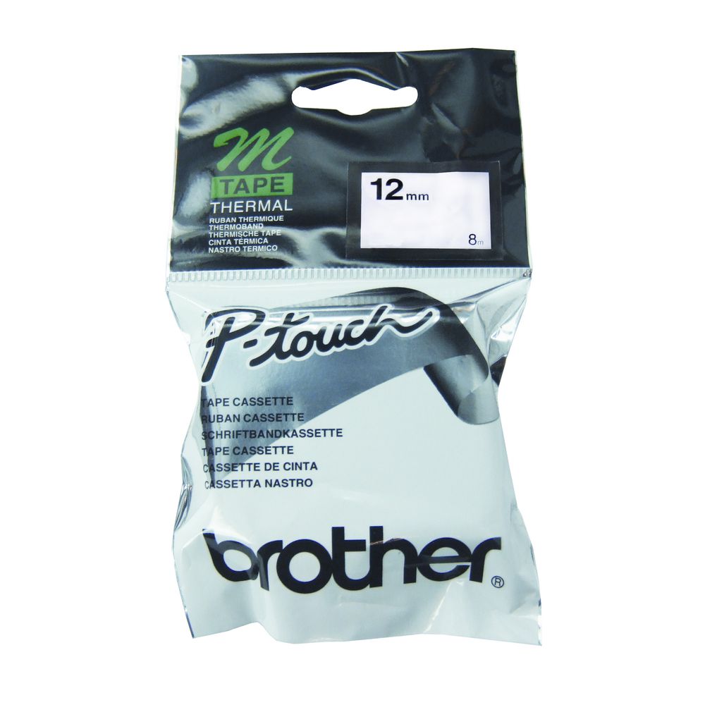 Brother Thermal M Tape 12mm x 8m Black on Silver