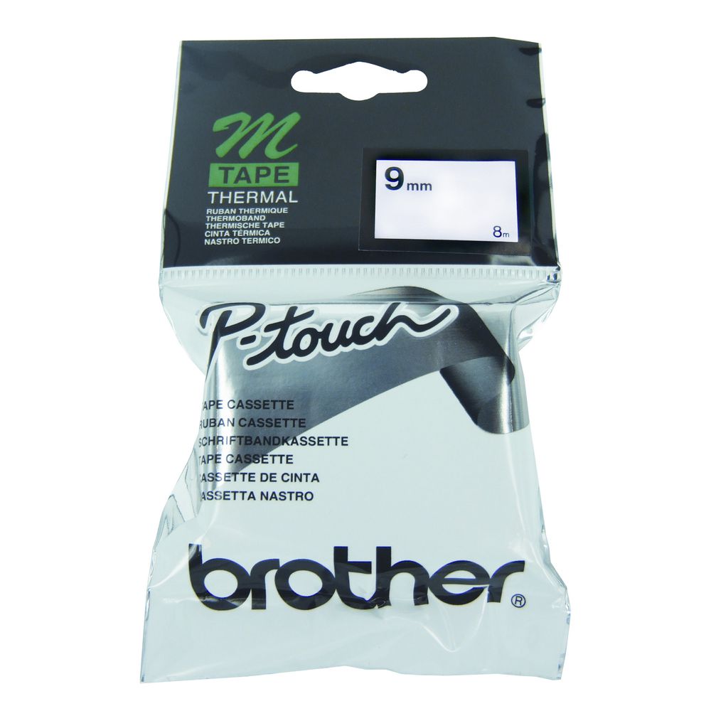 Brother Thermal M Tape 9mm x 8m Black on White