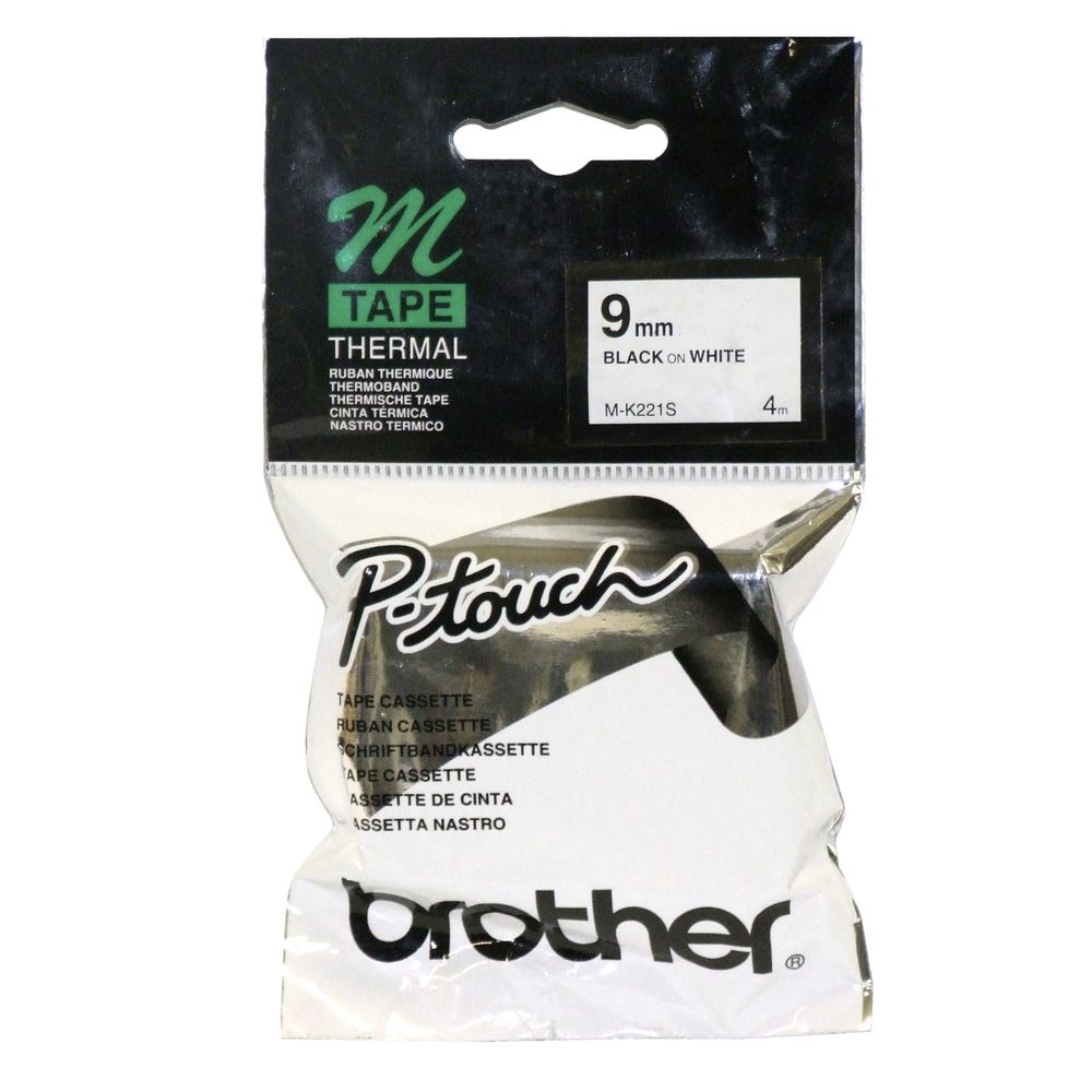 Brother Thermal M Tape 9mm x 4m Black on White