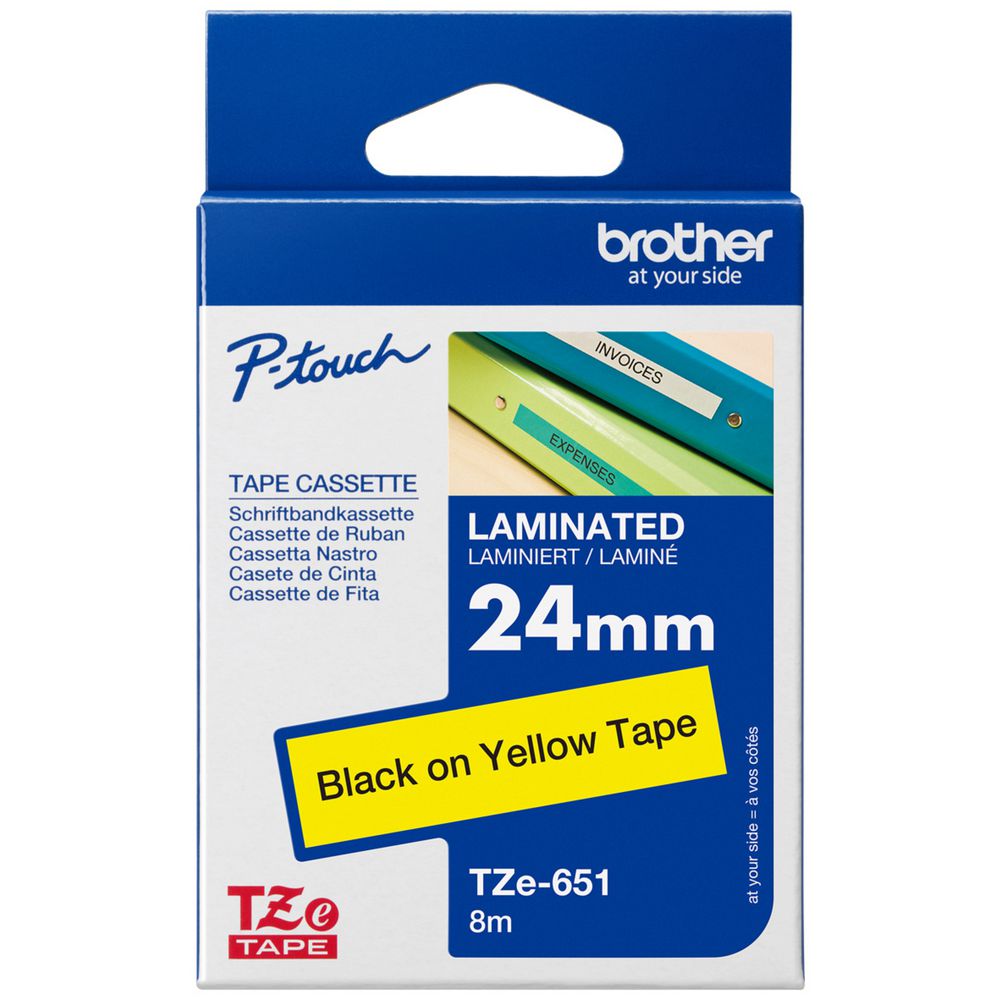 thumbnail image 2 of Brother TZe-611 Label Tape, 6mm (0.25\") Black On Yellow, Compatible 2 of 9