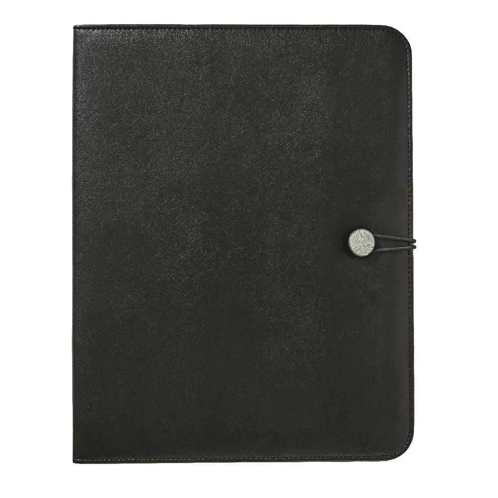J.Burrows A4 Flat Compendium Elastic Button Black