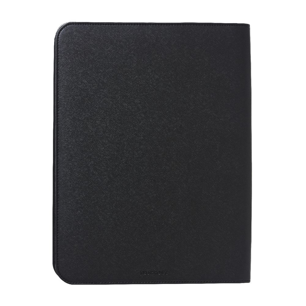 J.Burrows A4 Textured PU Zip Compendium Black