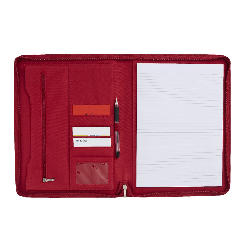 J.Burrows A4 Flat Compendium Zip Closure Red