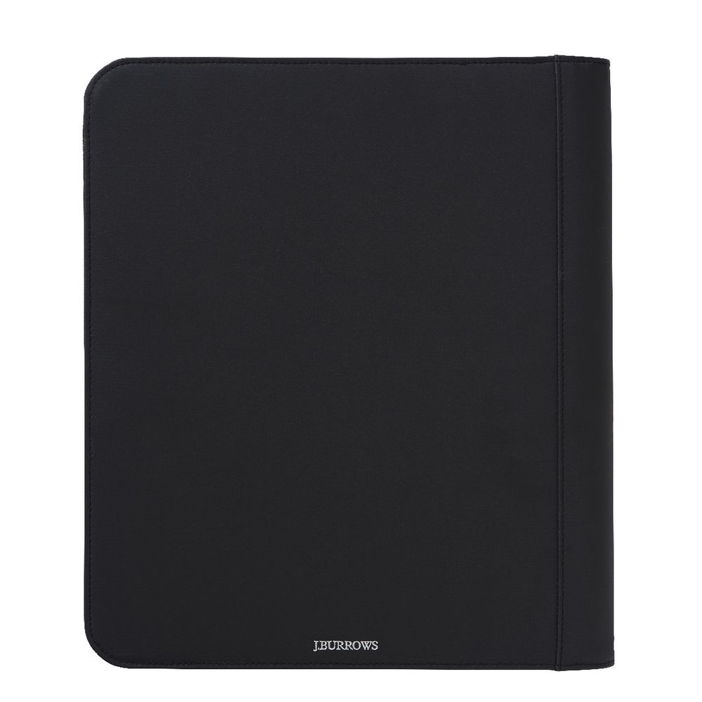 J.Burrows A4 4 Ring Compendium with Zip Black Canvas